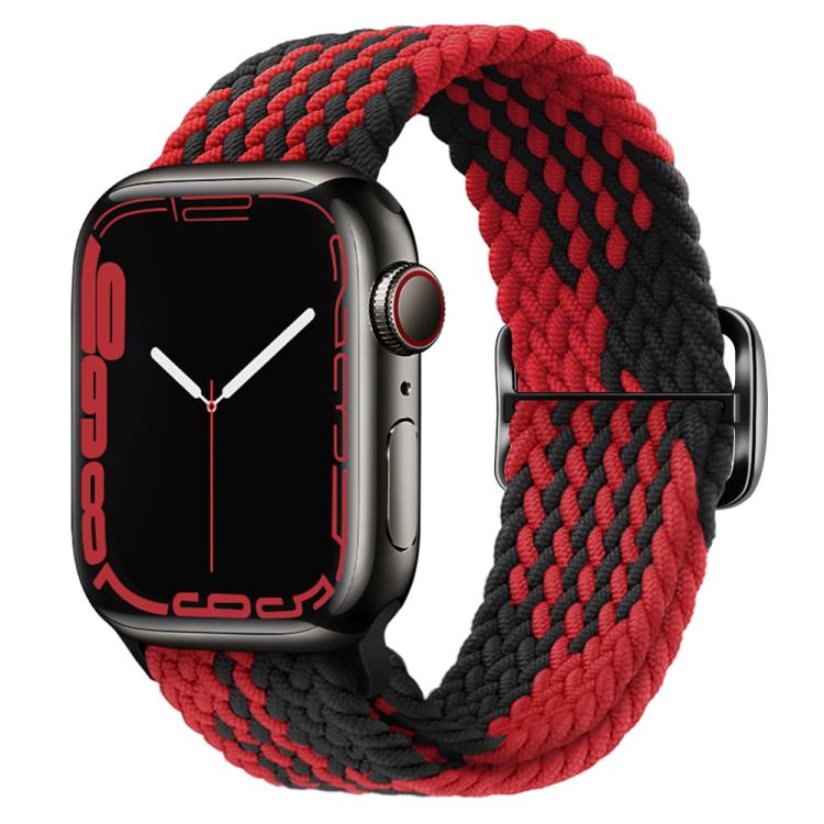 For Apple Watch 42mm / 41mm / 40mm / 38mm Kalebol Eight Buckle Nylon Braided Watch Band(Black Red) - Watch Bands by Kalebol | Online Shopping South Africa | PMC TechLife | Buy Now Pay Later Mobicred