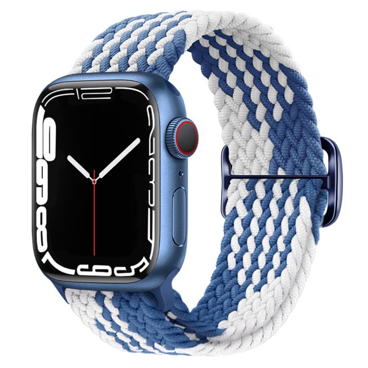 For Apple Watch 42mm / 41mm / 40mm / 38mm Kalebol Eight Buckle Nylon Braided Watch Band(Blue White) - Watch Bands by Kalebol | Online Shopping South Africa | PMC TechLife | Buy Now Pay Later Mobicred
