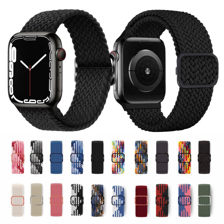 For Apple Watch 42mm / 41mm / 40mm / 38mm Kalebol Eight Buckle Nylon Braided Watch Band(Black Red) - Watch Bands by Kalebol | Online Shopping South Africa | PMC TechLife | Buy Now Pay Later Mobicred