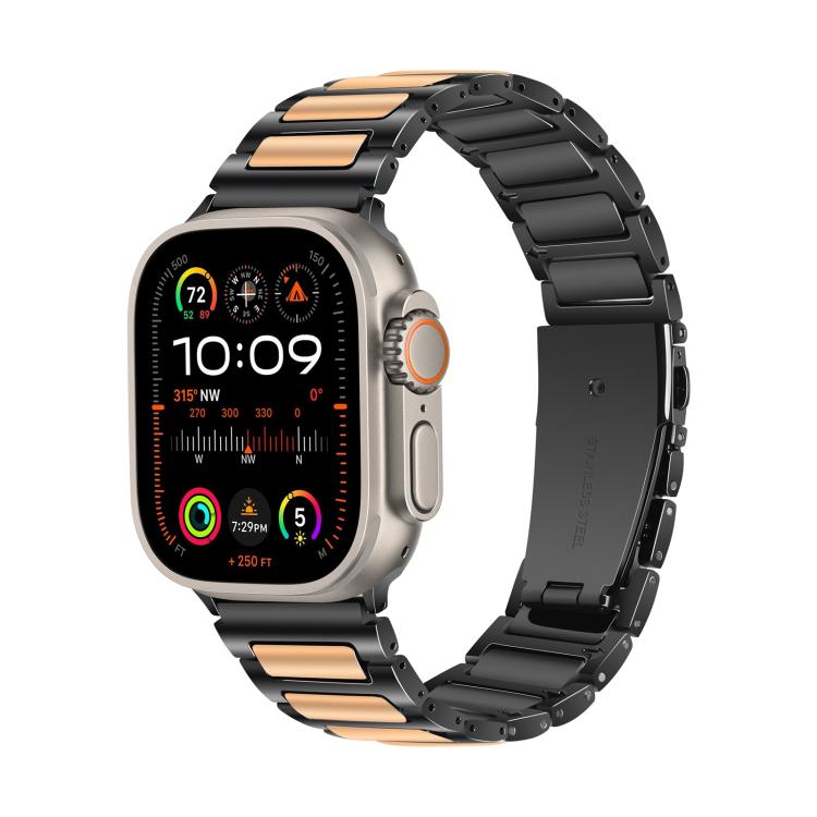 For Apple Watch 46mm / 49mm / 45mm / 44mm Kalebol Tooling Metal Zinc Alloy Watch Band(Black Rose Gold) - free shipping - PMc TechLife - Order now!