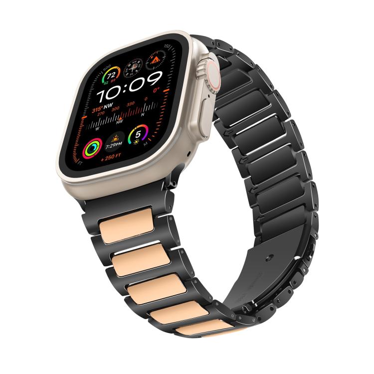 For Apple Watch 46mm / 49mm / 45mm / 44mm Kalebol Tooling Metal Zinc Alloy Watch Band(Black Rose Gold) - free shipping - PMc TechLife - Order now!