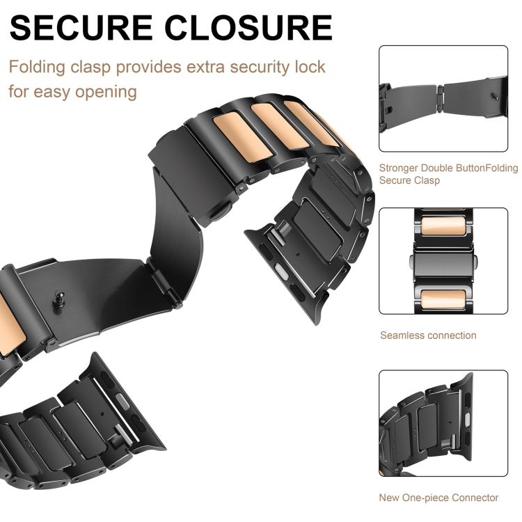 For Apple Watch 46mm / 49mm / 45mm / 44mm Kalebol Tooling Metal Zinc Alloy Watch Band(Black Rose Gold) - free shipping - PMc TechLife - Order now!