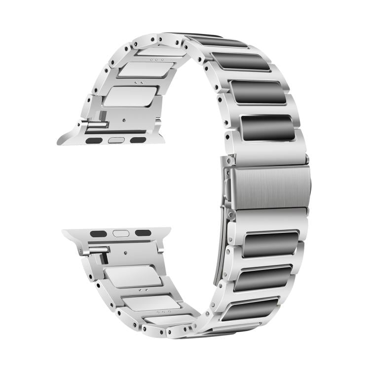 For Apple Watch 46mm / 49mm / 45mm / 44mm Kalebol Tooling Metal Zinc Alloy Watch Band(Silver Black) - free shipping - PMc TechLife - Order now!