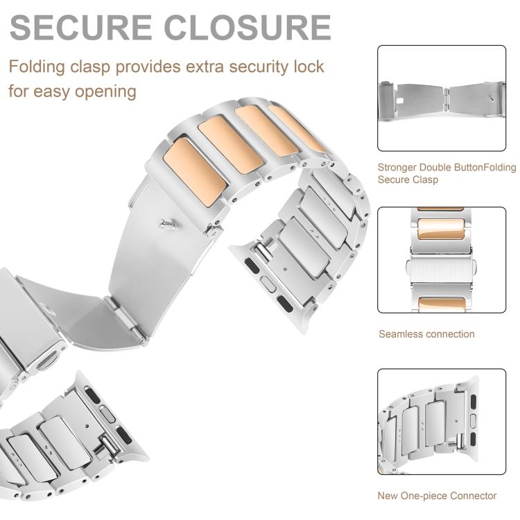For Apple Watch 42mm / 41mm / 40mm / 38mm Kalebol Tooling Metal Zinc Alloy Watch Band(Silver Rose Gold) - free shipping - PMc TechLife - Order now!