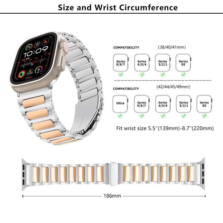 For Apple Watch 46mm / 49mm / 45mm / 44mm Kalebol Tooling Metal Zinc Alloy Watch Band(Black Rose Gold) - free shipping - PMc TechLife - Order now!