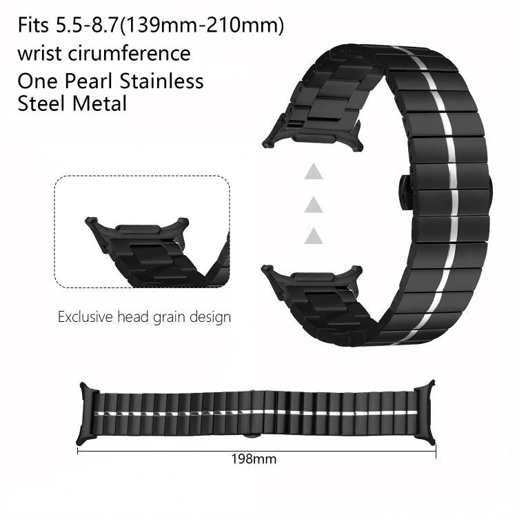 For Samsung Galaxy Watch Ultra 47mm Kalebol One-bead Stainless Steel Watch Band(Gold Silver) - free shipping - PMc TechLife - Order now!