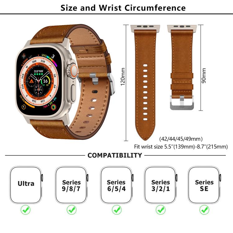 For Apple Watch 46mm / 49mm / 45mm / 44mm Kalebol Genuine Leather Watch Band(Black Red Brown) - free shipping - PMc TechLife - Order now!