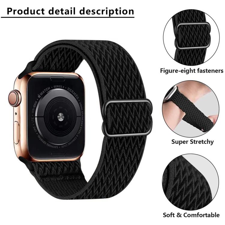 For Apple Watch 42mm / 41mm / 40mm / 38mm Kalebol Eight Buckle Wavy Braided Nylon Watch Band(Navy Blue) - Watch Bands by Kalebol | Online Shopping South Africa | PMC TechLife | Buy Now Pay Later Mobicred