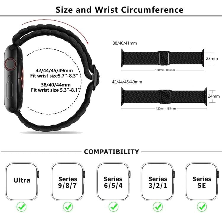 For Apple Watch 42mm / 41mm / 40mm / 38mm Kalebol Eight Buckle Wavy Braided Nylon Watch Band(Emerald Green) - Watch Bands by Kalebol | Online Shopping South Africa | PMC TechLife | Buy Now Pay Later Mobicred