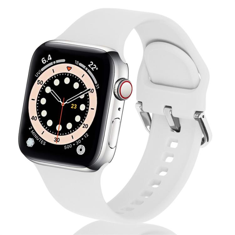 For Apple Watch 46mm / 49mm / 45mm / 44mm Kalebol Metal Pin Buckle Silicone Watch Band(White) - free shipping - PMc TechLife - Order now!