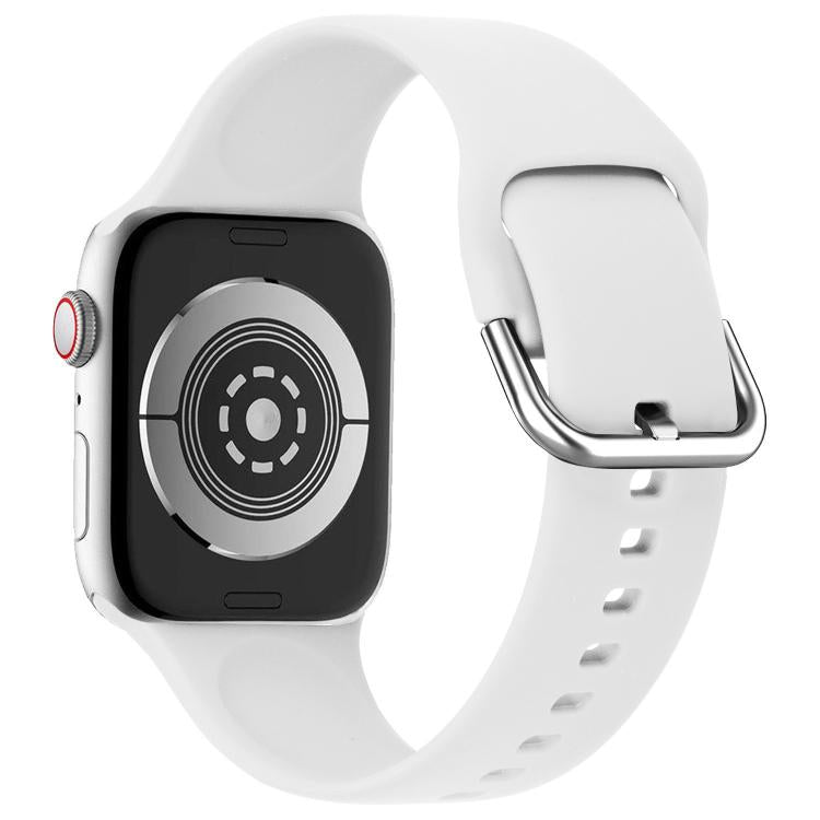 For Apple Watch 46mm / 49mm / 45mm / 44mm Kalebol Metal Pin Buckle Silicone Watch Band(White) - free shipping - PMc TechLife - Order now!