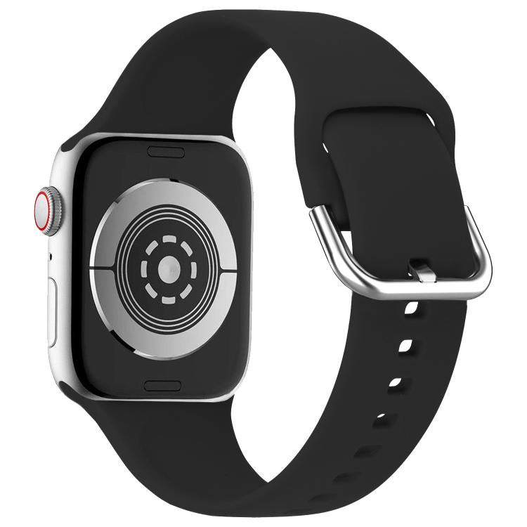 For Apple Watch 46mm / 49mm / 45mm / 44mm Kalebol Metal Pin Buckle Silicone Watch Band(Black) - Watch Bands by Kalebol | Online Shopping South Africa | PMC TechLife | Buy Now Pay Later Mobicred