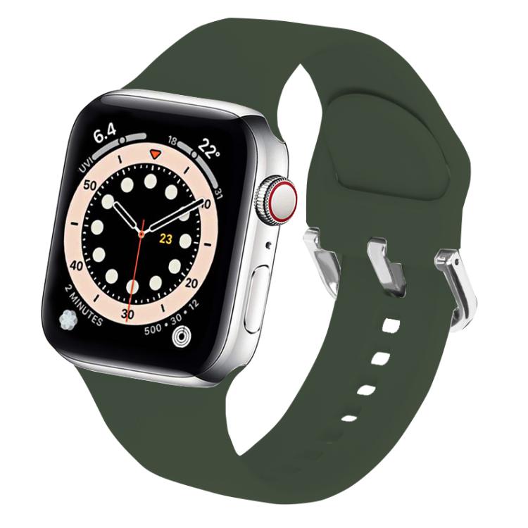 For Apple Watch 46mm / 49mm / 45mm / 44mm Kalebol Metal Pin Buckle Silicone Watch Band(Army Green) - Watch Bands by Kalebol | Online Shopping South Africa | PMC TechLife | Buy Now Pay Later Mobicred