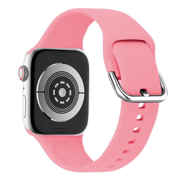 For Apple Watch 46mm / 49mm / 45mm / 44mm Kalebol Metal Pin Buckle Silicone Watch Band(Bright Pink) - Watch Bands by Kalebol | Online Shopping South Africa | PMC TechLife | Buy Now Pay Later Mobicred