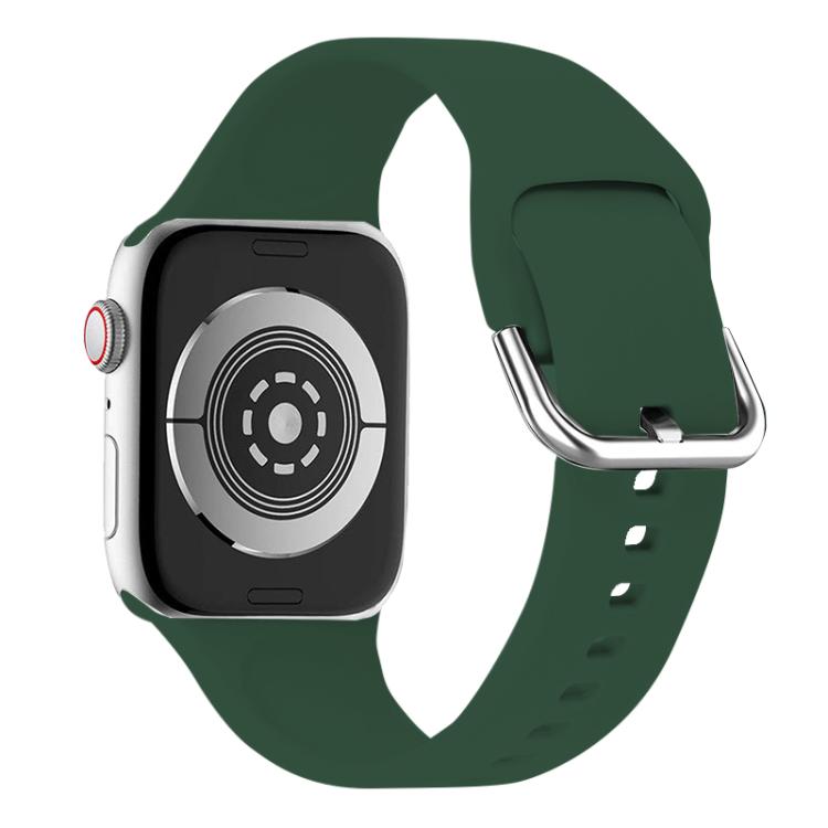 For Apple Watch 46mm / 49mm / 45mm / 44mm Kalebol Metal Pin Buckle Silicone Watch Band(Dark Green) - Watch Bands by Kalebol | Online Shopping South Africa | PMC TechLife | Buy Now Pay Later Mobicred