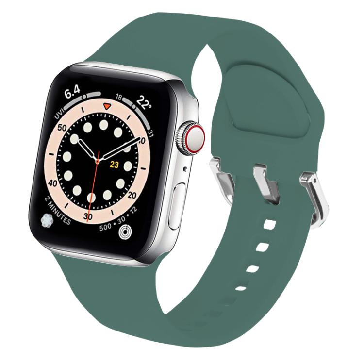 For Apple Watch 46mm / 49mm / 45mm / 44mm Kalebol Metal Pin Buckle Silicone Watch Band(Pine Green) - Watch Bands by Kalebol | Online Shopping South Africa | PMC TechLife | Buy Now Pay Later Mobicred