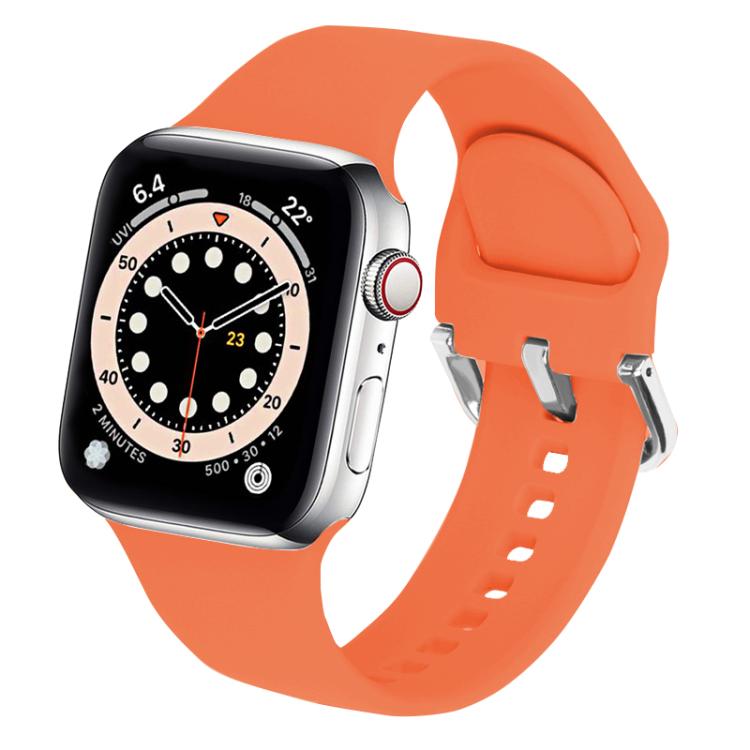 For Apple Watch 42mm / 41mm / 40mm / 38mm Kalebol Metal Pin Buckle Silicone Watch Band(Orange) - Watch Bands by Kalebol | Online Shopping South Africa | PMC TechLife | Buy Now Pay Later Mobicred
