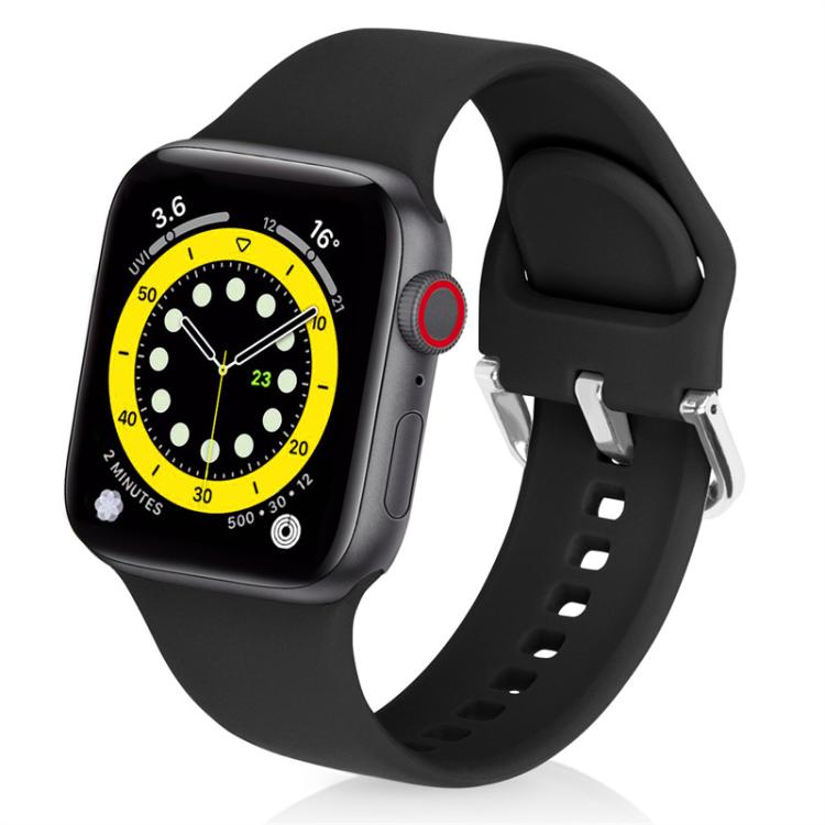 For Apple Watch 42mm / 41mm / 40mm / 38mm Kalebol Metal Pin Buckle Silicone Watch Band(Black) - Watch Bands by Kalebol | Online Shopping South Africa | PMC TechLife | Buy Now Pay Later Mobicred