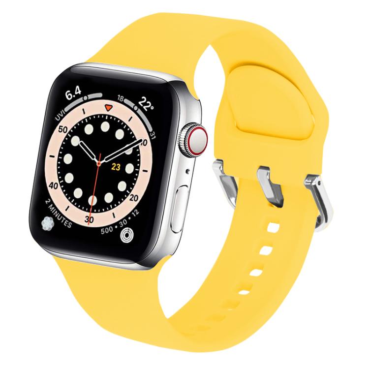 For Apple Watch 42mm / 41mm / 40mm / 38mm Kalebol Metal Pin Buckle Silicone Watch Band(Yellow) - Watch Bands by Kalebol | Online Shopping South Africa | PMC TechLife | Buy Now Pay Later Mobicred