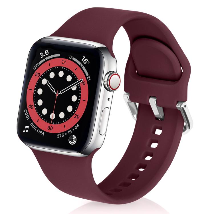 For Apple Watch 42mm / 41mm / 40mm / 38mm Kalebol Metal Pin Buckle Silicone Watch Band(Wine Red) - Watch Bands by Kalebol | Online Shopping South Africa | PMC TechLife | Buy Now Pay Later Mobicred