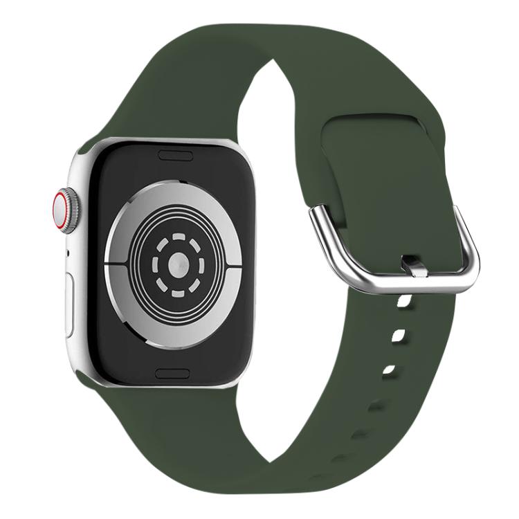 For Apple Watch 42mm / 41mm / 40mm / 38mm Kalebol Metal Pin Buckle Silicone Watch Band(Army Green) - Watch Bands by Kalebol | Online Shopping South Africa | PMC TechLife | Buy Now Pay Later Mobicred