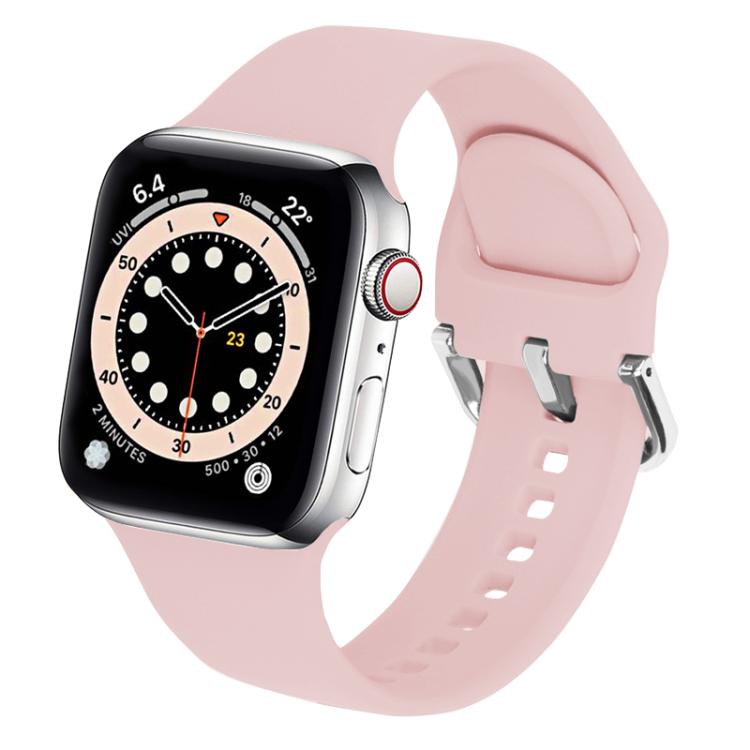 For Apple Watch 42mm / 41mm / 40mm / 38mm Kalebol Metal Pin Buckle Silicone Watch Band(Light Pink) - Watch Bands by Kalebol | Online Shopping South Africa | PMC TechLife | Buy Now Pay Later Mobicred