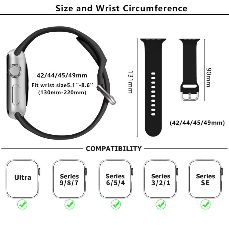 For Apple Watch 46mm / 49mm / 45mm / 44mm Kalebol Metal Pin Buckle Silicone Watch Band(White) - free shipping - PMc TechLife - Order now!