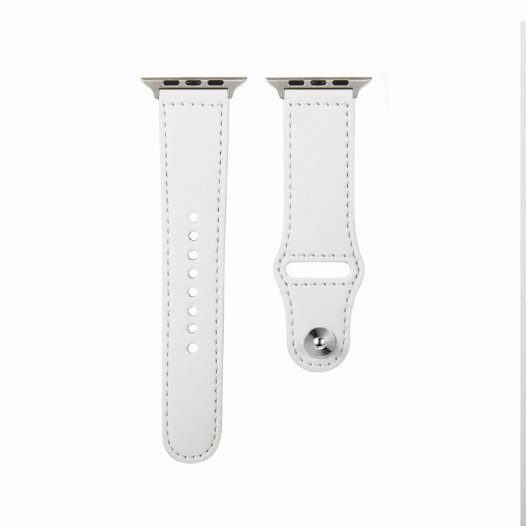 For Apple Watch 46mm / 49mm / 45mm / 44mm Kalebol Large Stud Buckle Leather Watch Band(White) - Watch Bands by Kalebol | Online Shopping South Africa | PMc TechLife | Buy Now Pay Later Mobicred