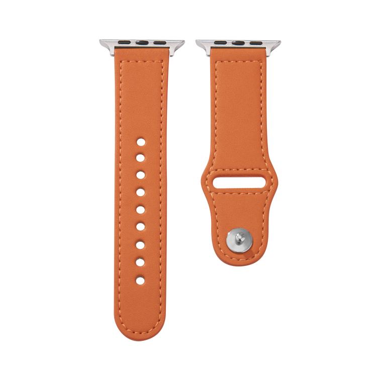 For Apple Watch 46mm / 49mm / 45mm / 44mm Kalebol Large Stud Buckle Leather Watch Band(Orange) - free shipping - PMc TechLife - Order now!