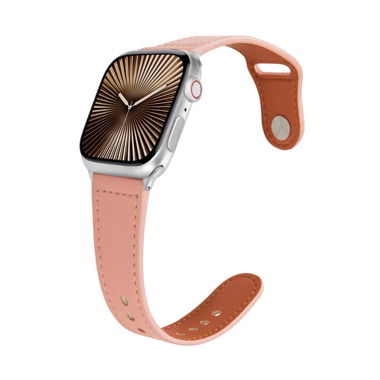 For Apple Watch 46mm / 49mm / 45mm / 44mm Kalebol Large Stud Buckle Leather Watch Band(Pink) - free shipping - PMc TechLife - Order now!