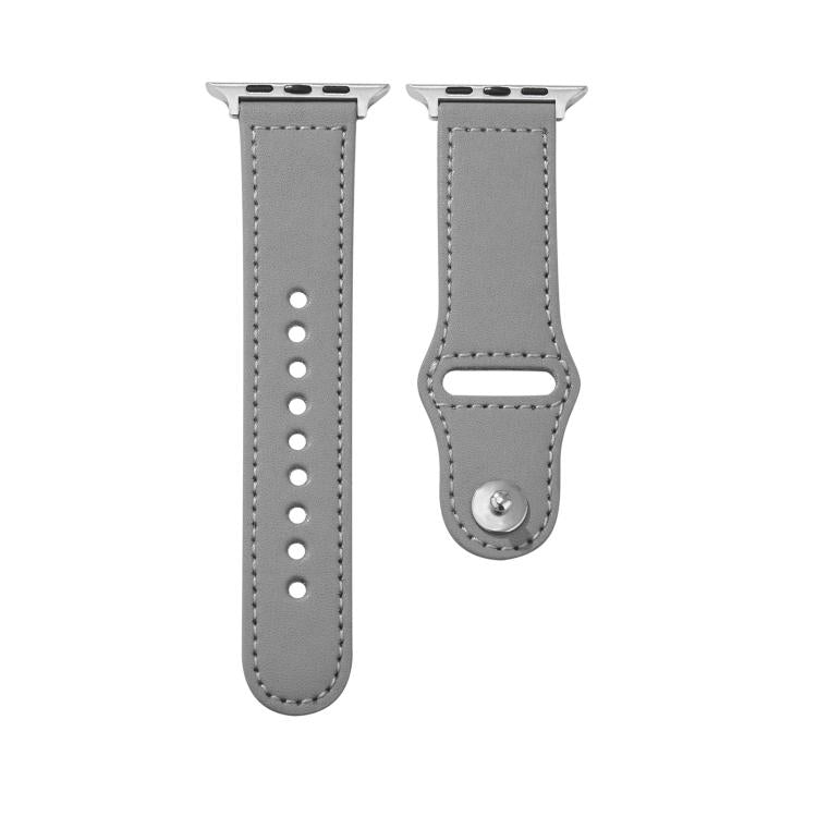 For Apple Watch 46mm / 49mm / 45mm / 44mm Kalebol Large Stud Buckle Leather Watch Band(Grey) - free shipping - PMc TechLife - Order now!