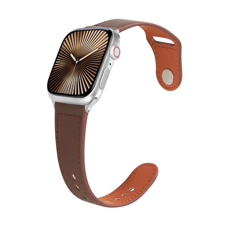 For Apple Watch 42mm / 41mm / 40mm / 38mm Kalebol Large Stud Buckle Leather Watch Band(Coffee) - free shipping - PMc TechLife - Order now!