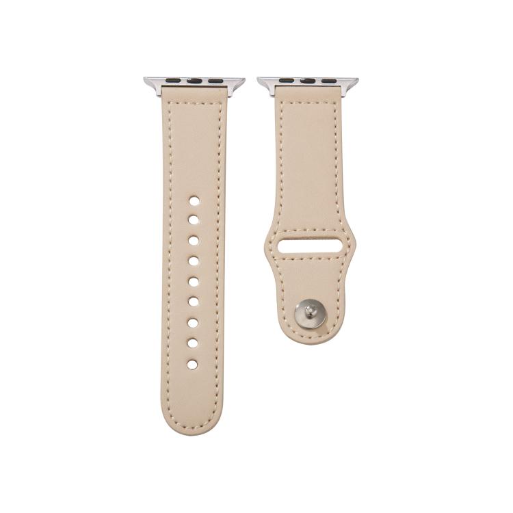 For Apple Watch 42mm / 41mm / 40mm / 38mm Kalebol Large Stud Buckle Leather Watch Band(Apricot) - free shipping - PMc TechLife - Order now!
