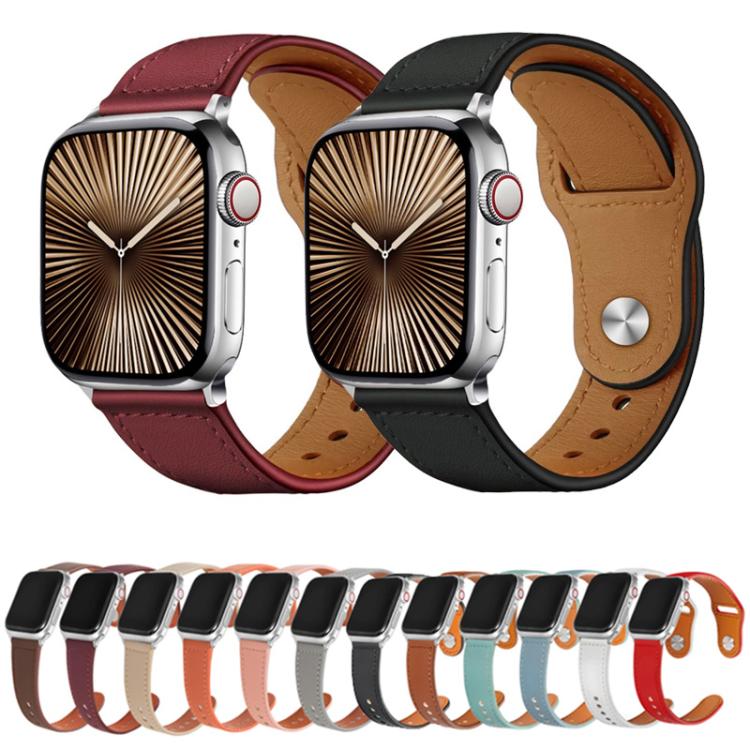 For Apple Watch 46mm / 49mm / 45mm / 44mm Kalebol Large Stud Buckle Leather Watch Band(White) - Watch Bands by Kalebol | Online Shopping South Africa | PMc TechLife | Buy Now Pay Later Mobicred