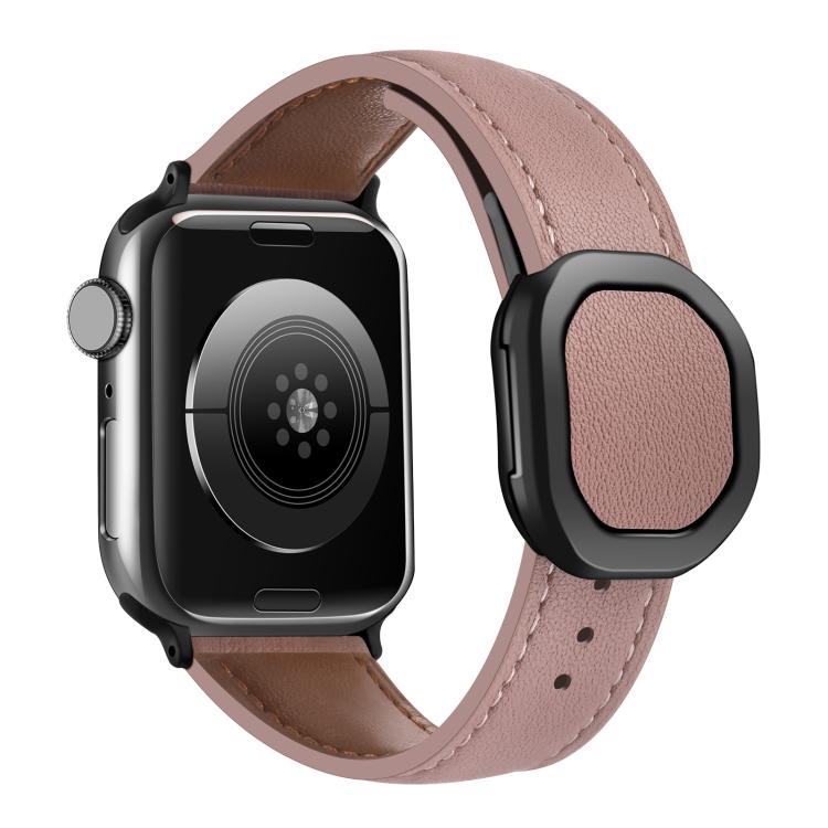 For Apple Watch 42mm / 41mm / 40mm / 38mm Kalebol Magnetic Fold Genuine Buckle Leather Watch Band(Bean Paste) - free shipping - PMc TechLife - Order now!