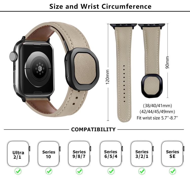 For Apple Watch 46mm / 49mm / 45mm / 44mm Kalebol Magnetic Fold Genuine Buckle Leather Watch Band(Brown) - free shipping - PMc TechLife - Order now!