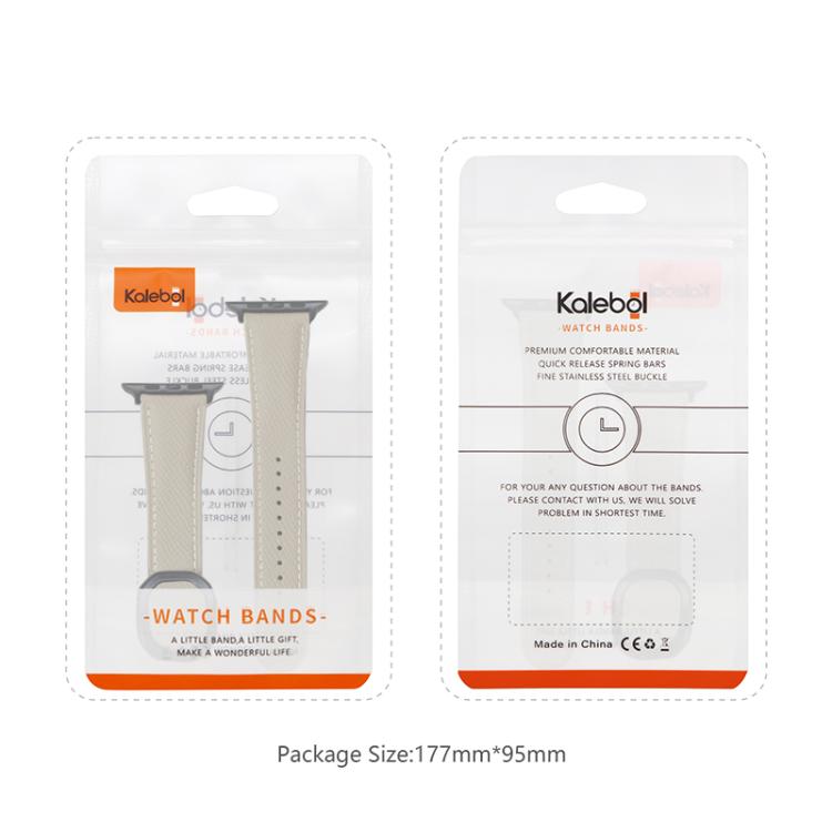 For Apple Watch 42mm / 41mm / 40mm / 38mm Kalebol Magnetic Fold Genuine Buckle Leather Watch Band(Beige) - free shipping - PMc TechLife - Order now!