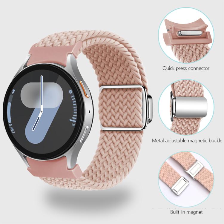 For Samsung Galaxy Watch 5 Pro / 6 / 7 Kalebol Button Braided Loop Magnetic Buckle Watch Band(Pink Sand) - free shipping - PMc TechLife - Order now!