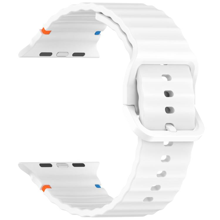 For Apple Watch 46mm / 49mm / 45mm / 44mm Kalebol Wavy Grain Stitched Silicone Watch Band(White) - Watch Bands by Kalebol | Online Shopping South Africa | PMc TechLife | Buy Now Pay Later Mobicred