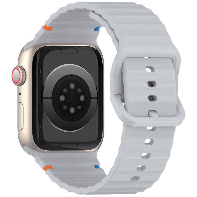For Apple Watch 46mm / 49mm / 45mm / 44mm Kalebol Wavy Grain Stitched Silicone Watch Band(Grey) - free shipping - PMc TechLife - Order now!
