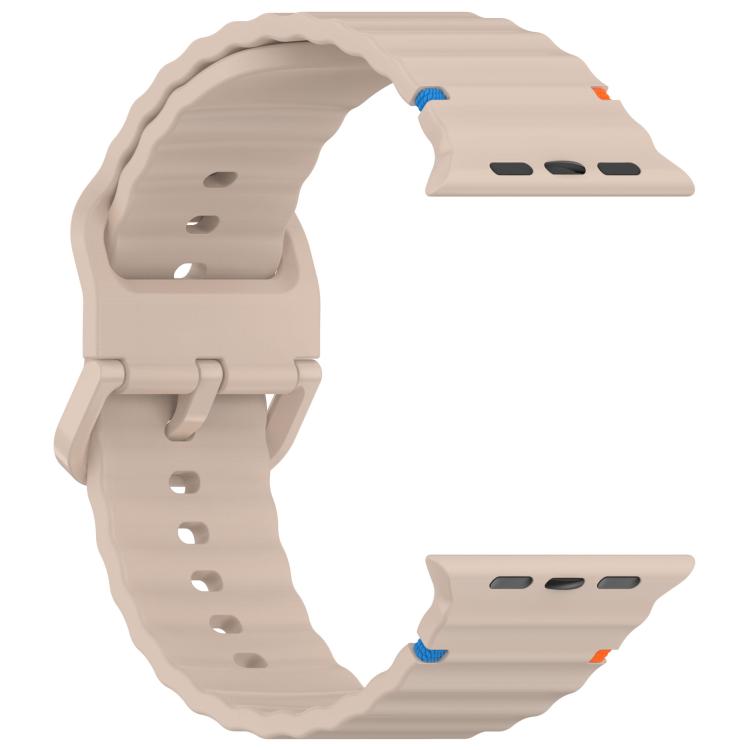For Apple Watch 46mm / 49mm / 45mm / 44mm Kalebol Wavy Grain Stitched Silicone Watch Band(Milk Tea) - free shipping - PMc TechLife - Order now!