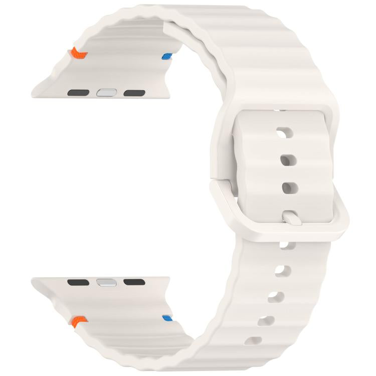 For Apple Watch 46mm / 49mm / 45mm / 44mm Kalebol Wavy Grain Stitched Silicone Watch Band(Starlight) - free shipping - PMc TechLife - Order now!