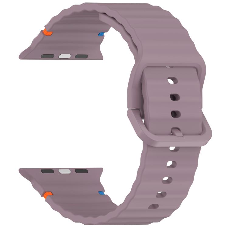 For Apple Watch 46mm / 49mm / 45mm / 44mm Kalebol Wavy Grain Stitched Silicone Watch Band(Purple Smoke) - free shipping - PMc TechLife - Order now!