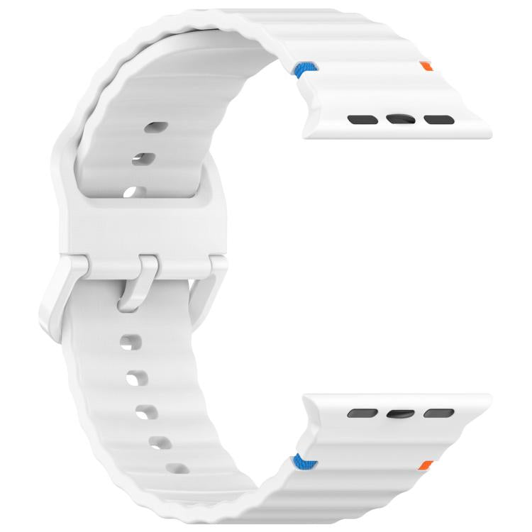 For Apple Watch 42mm / 41mm / 40mm / 38mm Kalebol Wavy Grain Stitched Silicone Watch Band(White) - free shipping - PMc TechLife - Order now!