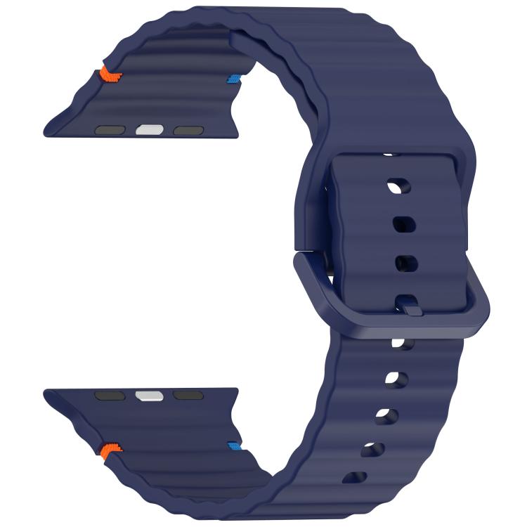 For Apple Watch 42mm / 41mm / 40mm / 38mm Kalebol Wavy Grain Stitched Silicone Watch Band(Navy Blue) - free shipping - PMc TechLife - Order now!