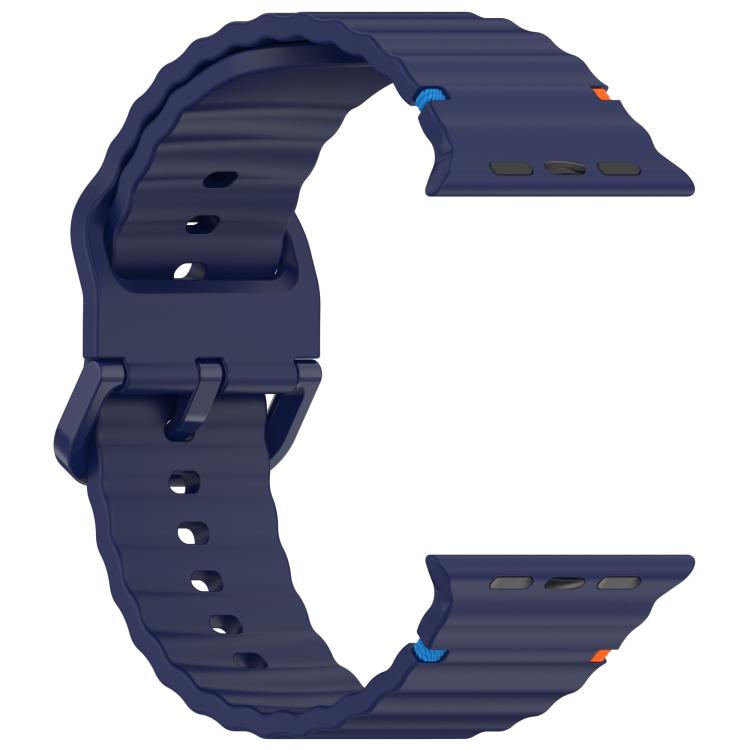 For Apple Watch 42mm / 41mm / 40mm / 38mm Kalebol Wavy Grain Stitched Silicone Watch Band(Navy Blue) - free shipping - PMc TechLife - Order now!