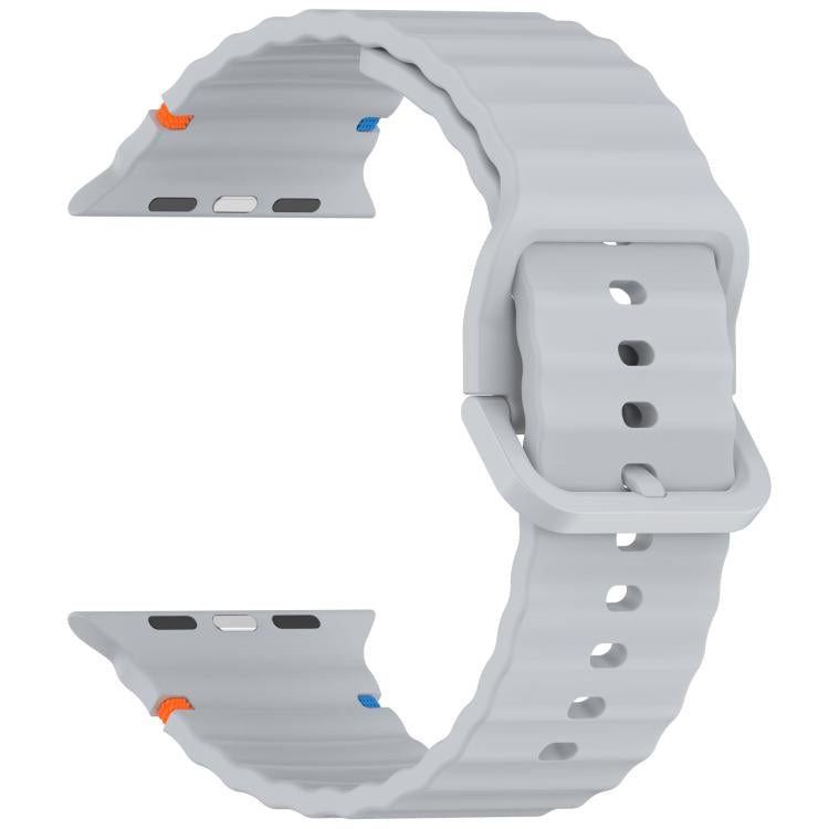 For Apple Watch 42mm / 41mm / 40mm / 38mm Kalebol Wavy Grain Stitched Silicone Watch Band(Grey) - free shipping - PMc TechLife - Order now!
