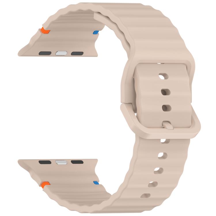 For Apple Watch 42mm / 41mm / 40mm / 38mm Kalebol Wavy Grain Stitched Silicone Watch Band(Milk Tea) - free shipping - PMc TechLife - Order now!