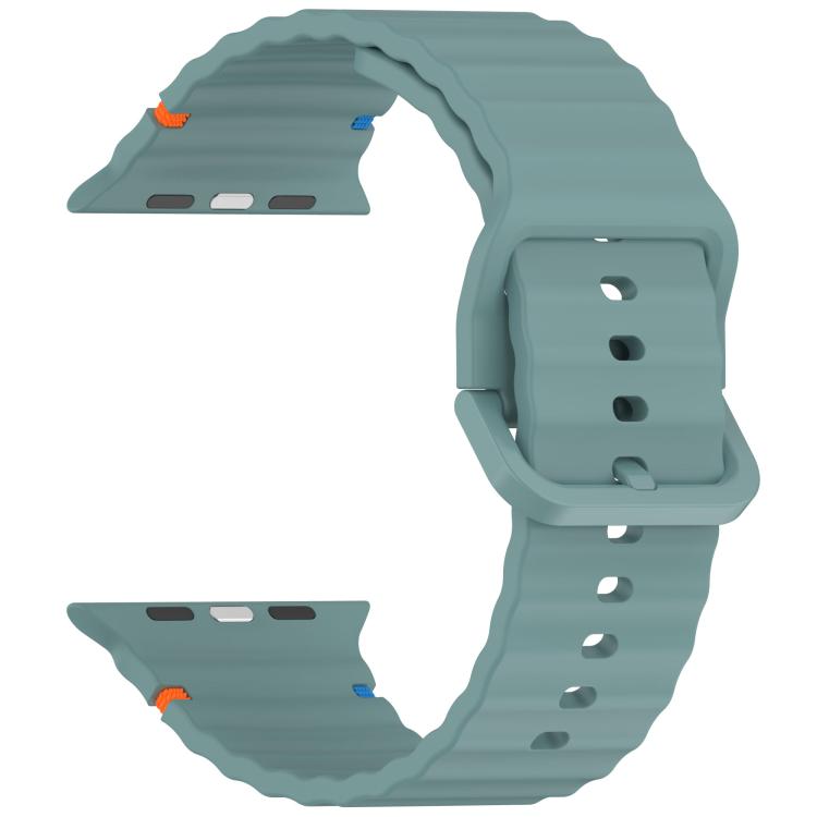 For Apple Watch 42mm / 41mm / 40mm / 38mm Kalebol Wavy Grain Stitched Silicone Watch Band(Pine Green) - free shipping - PMc TechLife - Order now!