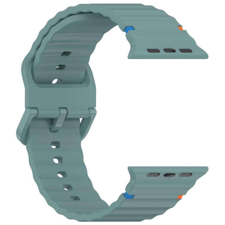 For Apple Watch 42mm / 41mm / 40mm / 38mm Kalebol Wavy Grain Stitched Silicone Watch Band(Pine Green) - free shipping - PMc TechLife - Order now!
